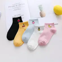 5 пар Красивые хлопковые носки с принтом женские короткие носки модные носки с фруктовым узором(2