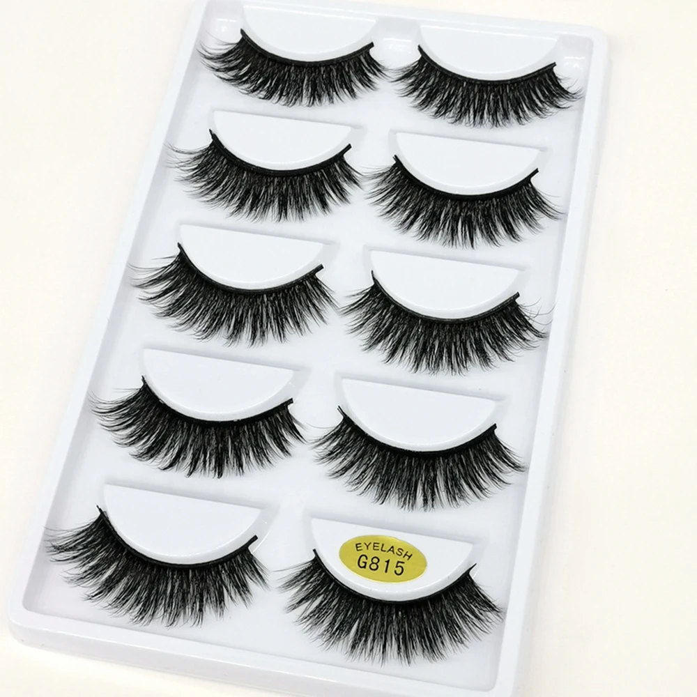 

5 Pairs 3D Long 25 mm Mink Lashes Fake Eyelashes Thick Lashes Natural False Eyelashes Extension Supplies
