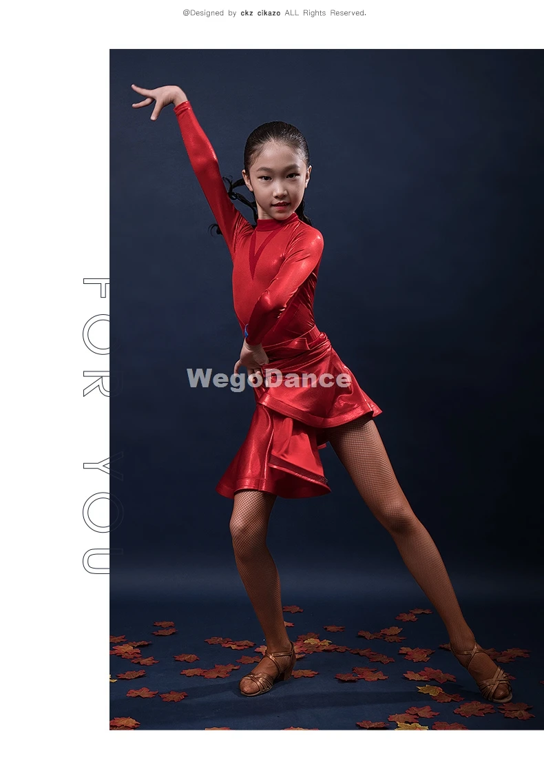 Spandex Girls Latin Bodysuit For Dancing Ballroom Dance Rumba Children Samba Cha Cha Tango Skirt Standard Salsa Ballet Top