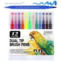 12 шт. цветной маркер ручки для рисования Живопись акварелью искусство FineLiner двойной кончик кисти ручка школьные наборы для рисования