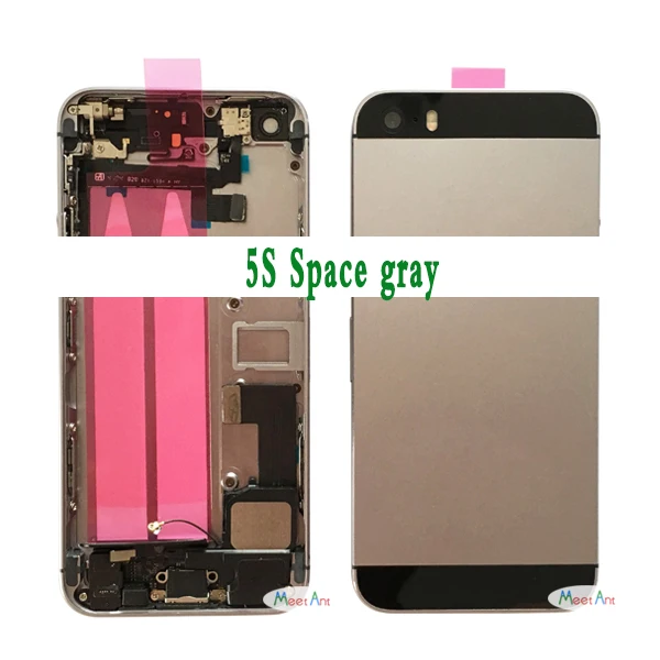 Для iphone 5 5G или 5S SE Высокое качество задняя средняя рамка Шасси Полный Корпус в сборе крышка батареи задняя дверь с гибким кабелем - Цвет: 5S Gray