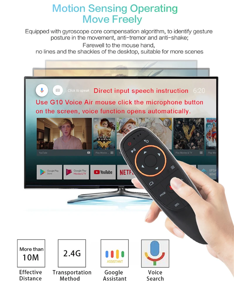 G10 Голосовая воздушная мышь с дистанционным управлением 2,4 ГГц мини беспроводная клавиатура Android tv гироскоп микрофон ИК пульт дистанционного управления для Android tv Box