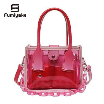 

Casual PVC Transparent Clear Crossbody Bags For Women 2020 Summer Fashion Chain Jelly Bag Shoulder Handbags Cross Body Bag