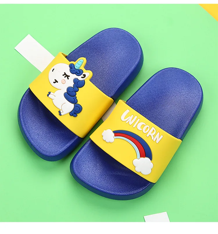 HIPAC Rainbow Unicorn Slippers For Kids New Summer Boy Girl Beach Shoes Baby Toddler Soft Indoor Bathroom Slippers Flip Flops