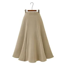 Новая Осенняя Женская юбка с высокой талией с толстым разрезом, дикая Однотонная юбка средней длины, приталенная юбка# YL10