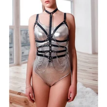 Бюстгальтер из искусственной кожи с ремнем на бретельках, женское белье, Фетиш для тела, сексуальные топы в клетку, с вырезом, без косточек, готический, панк, Рейв, Одежда для танцев