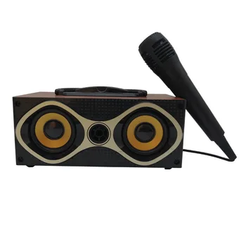 

The New Bluetooth 5.0 Wooden Speaker K Song Version Portable Audio Bluetooth Speaker Square Dance Card USB Desktop Small Speaker