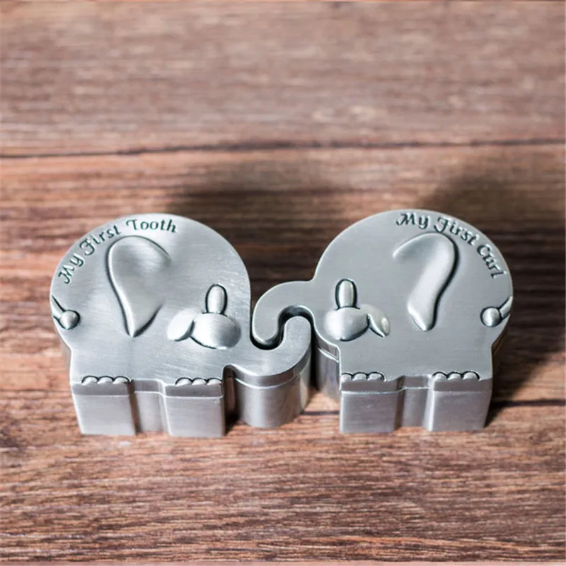 Creative Kids First Curl and Fairy Tooth Keepsake Box Christening Gift Keepsake for Newborn Gift Engraved Elephant Shape