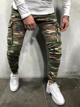 

2020 New Men Pants Camouflage Cargo Pants Joggers Many Pockets Stretch Casual Trousers Sweatpants Plus Size