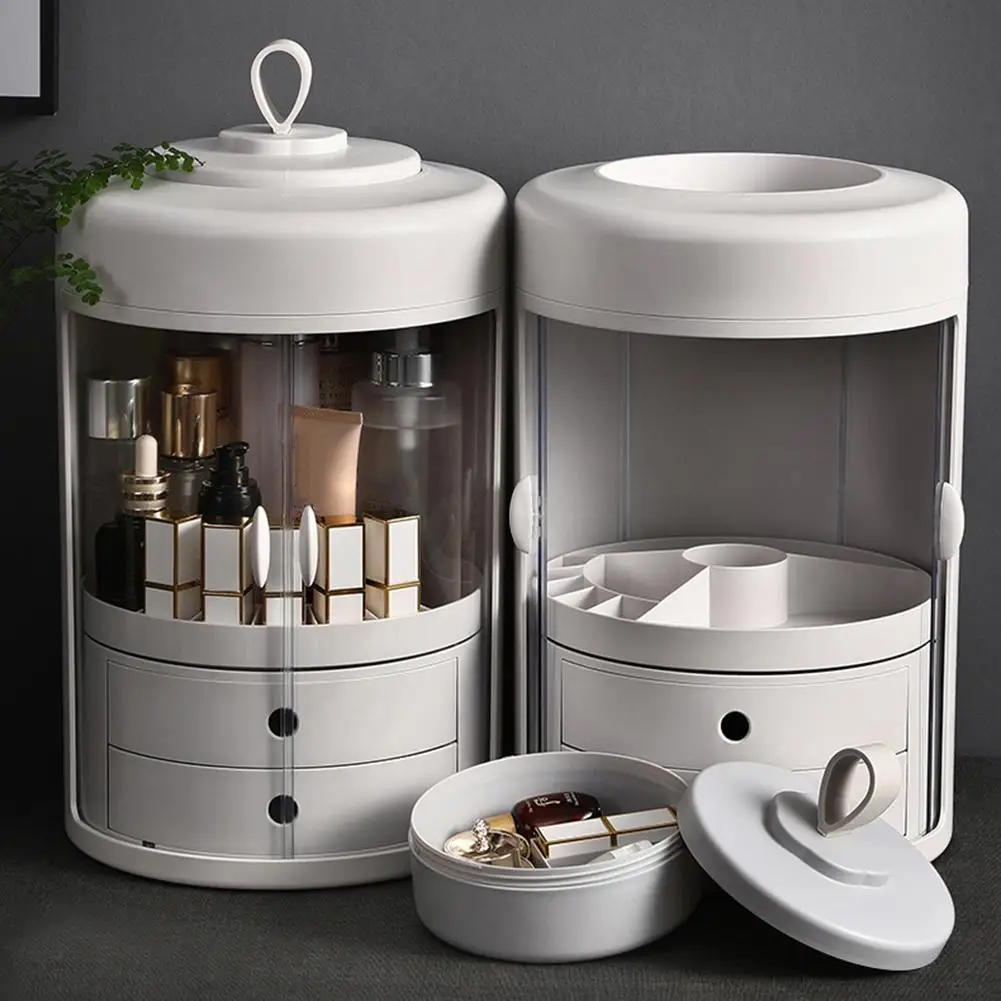 

Rotating Cosmetic Storage Box Dust-proof Desktop Household Portable Vanity Case Mask Skin Care Product Rack Shelf