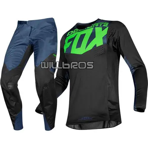 Black Green Автомобильный деликатный Fox набор для мотокросса MTB велосипед MX внедорожный мотоциклетный костюм - Цвет: Black Green