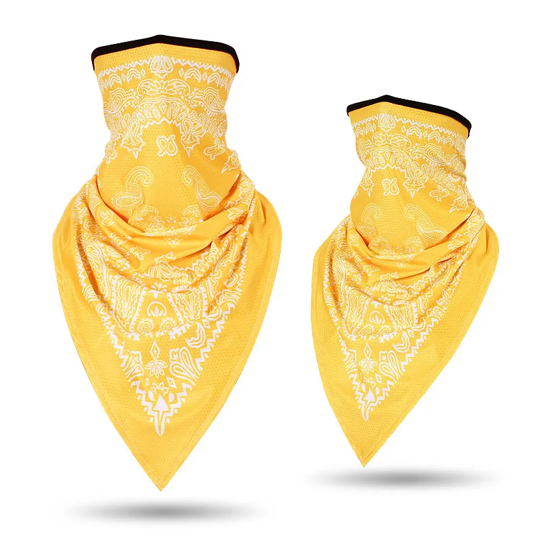 mens white scarf CHINGYUN ice silk flower pattern mask sunscreen riding neck sleeve digital printing men and women outdoor sports triangle scarf wool scarf mens Scarves