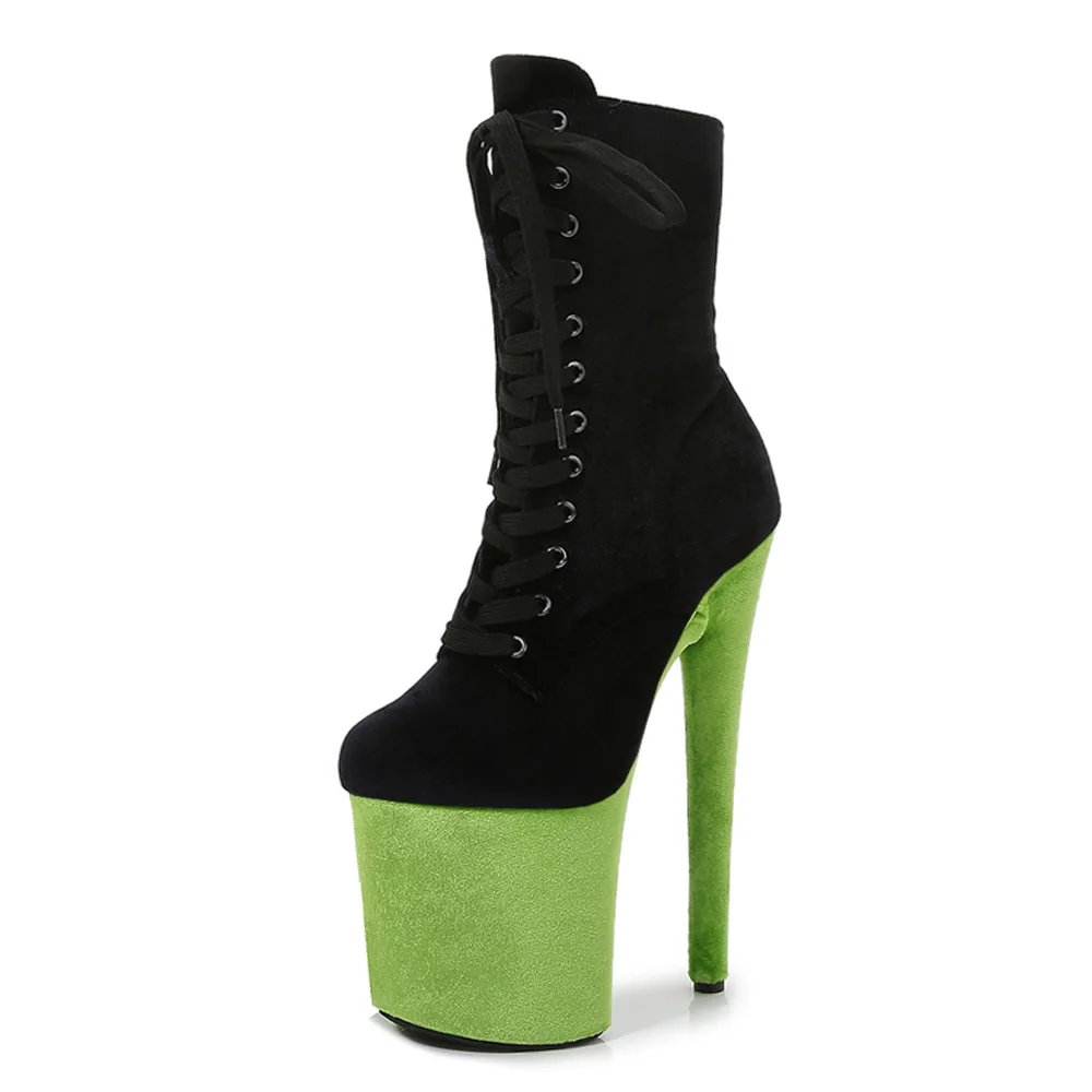 

Fashion 8 inches Ankle Boots Women 20cm High-Heeled Shoes Ladies Gladiator Pumps Female Steel Pipe Dance Suede SM botas de mujer