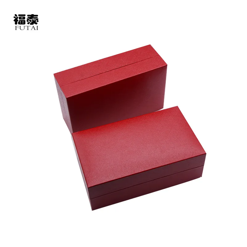 

Top Grade Leatherette Paper Double Bracelet Box Red Bracelet Carving Dragon And Phoenix Box Diagonal Motif dui zhuo Box Marriage