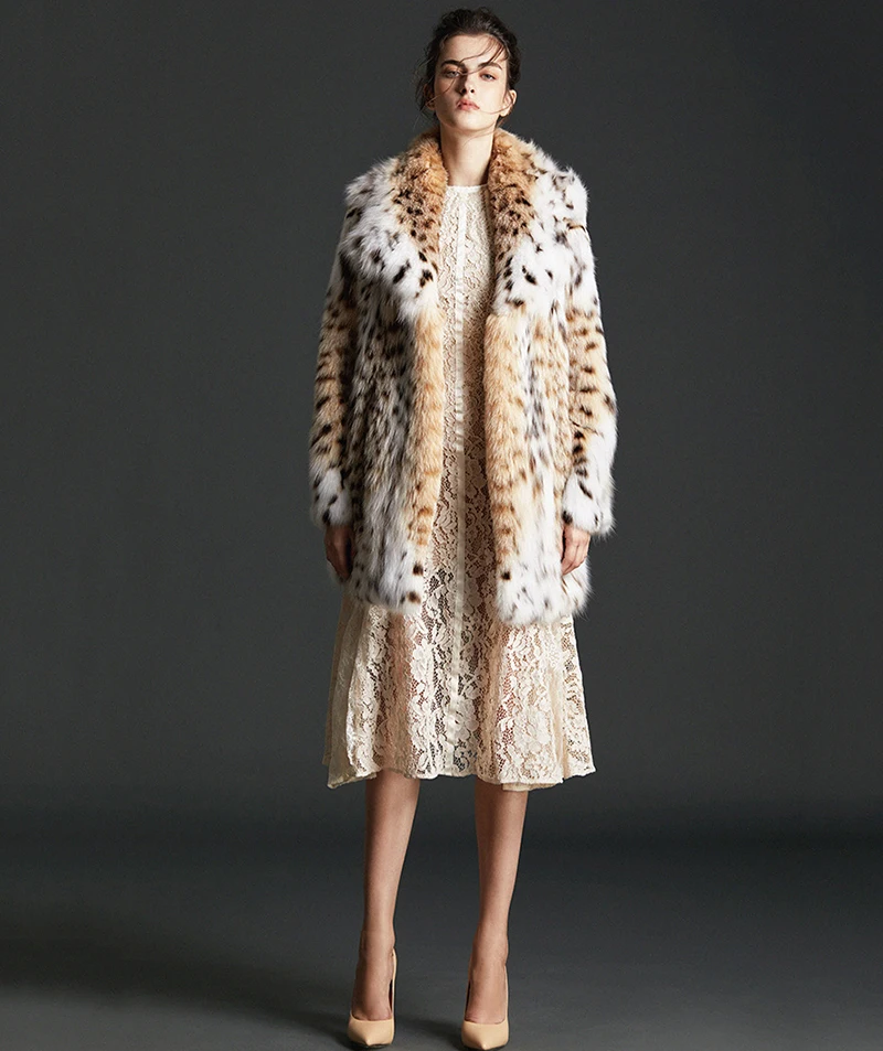 Fang Tai Fur Рысь зимняя меховая куртка Bobcat для женщин натуральная пальто Bobcat женские пальто из натурального меха средней длины