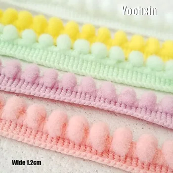 

1.2CM Wide 6 color NEW DIY cotton Embroidery Sewing flower Lace fabric pom pom Applique collar Ribbon Trim pompom guipure decor