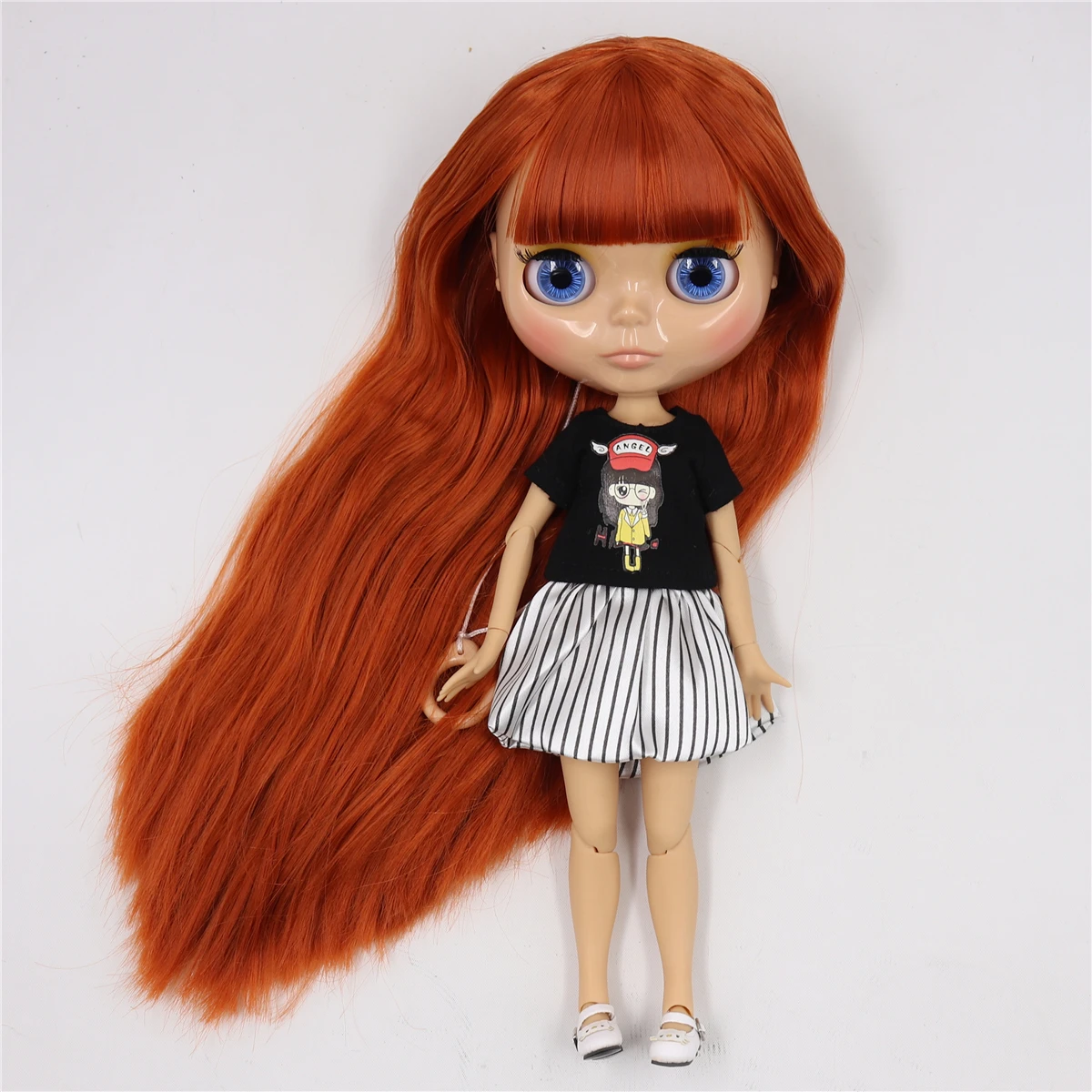 Neo Blythe Doll with Ginger Hair, Tan Skin, Shiny Cute Face & Custom Jointed Body 1