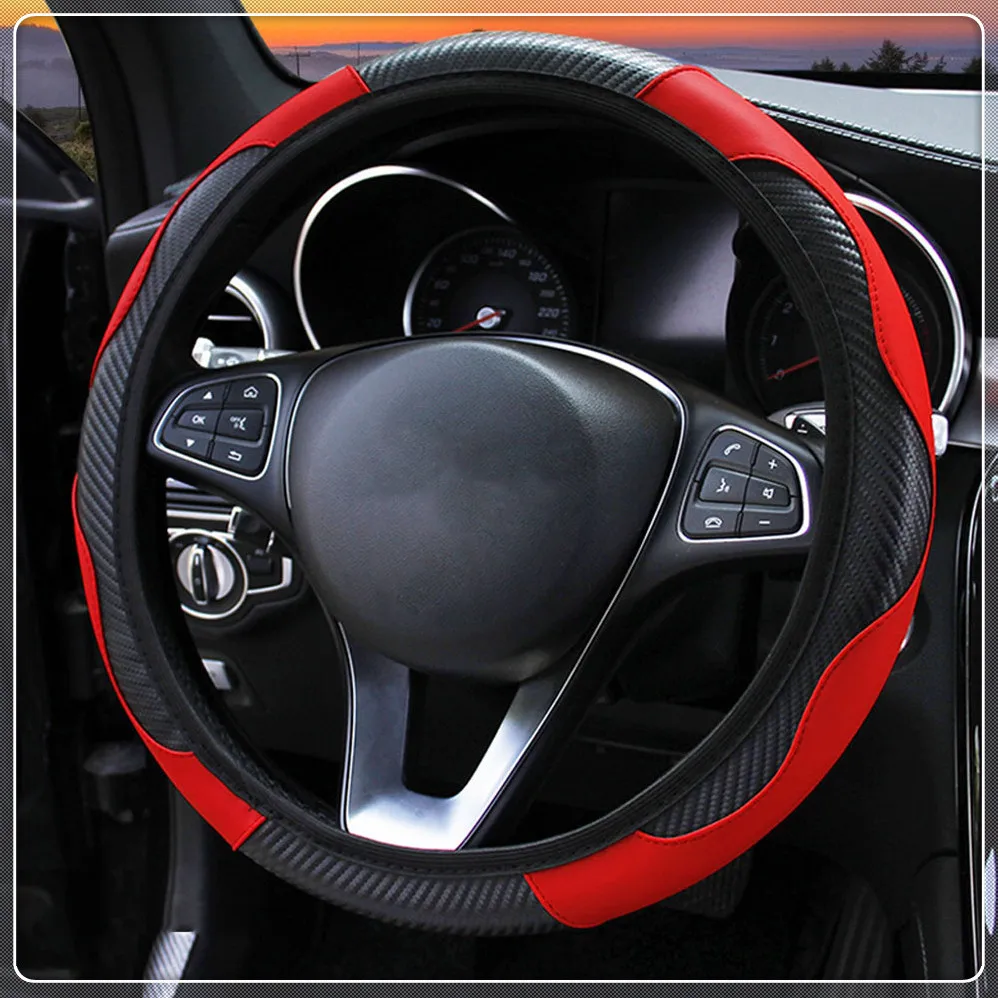 

Car Steering Wheel Cover Anti Slip PU Leather Carbon Fiber for Ford Focus MK2 MK3 MK4 kuga Escape Fiesta Ecosport Mondeo Fusion