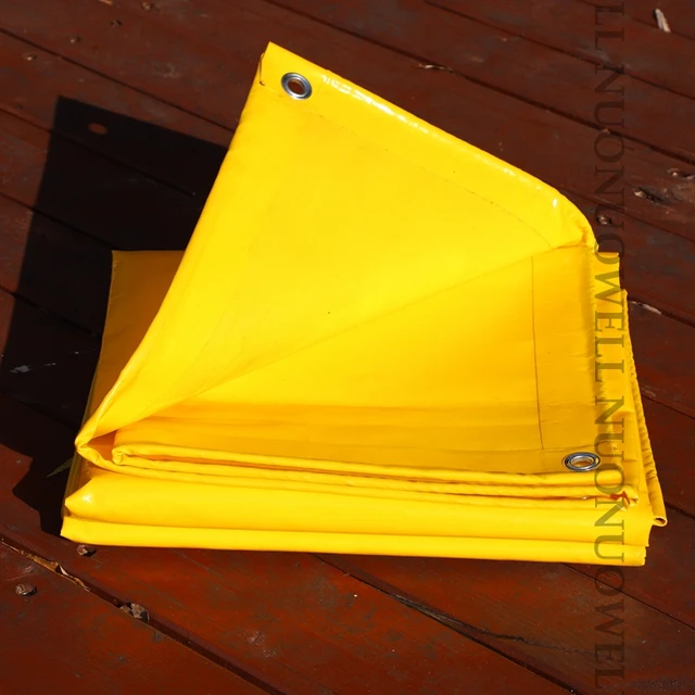 Vastagság 0,45 Mm Sárga Pvc Tarpaulin Esőálló Ruhával Napfényes Napzók Kerti Udvari Teherautó Vízálló Kendő - Image 5