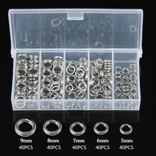 

200pcs Stainless Steel Fishing Split Rings Double Loop Connectors O Circle Small Rings For Fishing Lures In 5 Size