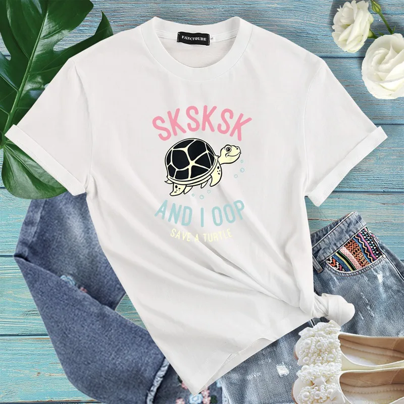 SKSKSK and I oop футболки с буквенным принтом женские повседневные футболки с коротким рукавом и круглым вырезом женские пуловеры Топы