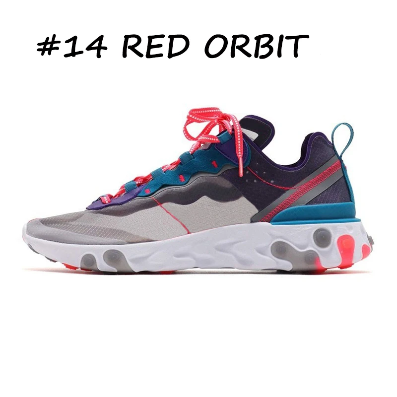 11 Новинка react element 87 55 спортивная обувь для мужчин и женщин легкая Тройная кость черный белый королевский Солнечный Красный мужские кроссовки спортивные sneak - Цвет: 11