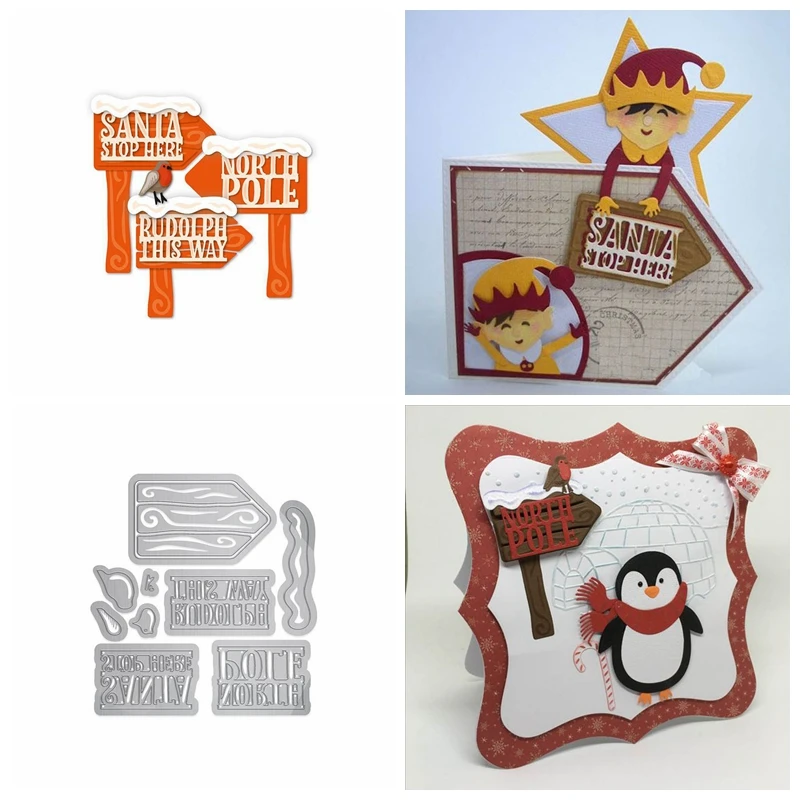 

3 Guideboards About Winter Metal Cutting Dies Stencils 3 Guideboards Die Cut For Card Making DIY New2019 Crafts Cards