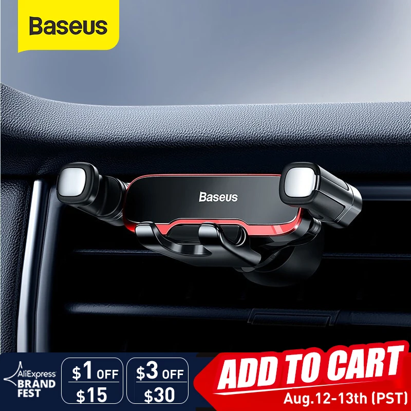 Baseus Car Phone Holder for Car Air Vent Mount Cell Phone Support Phone Holder Stand for iPhone Samsung Metal Gravity Phone Hold