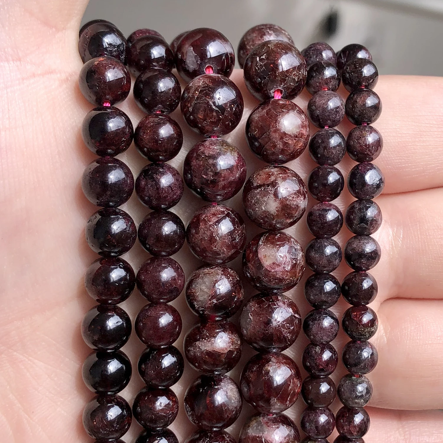 

Бусины Из Натурального темно-красного граната, круглые бусины-разделители россыпью для изготовления ювелирных изделий, браслетов, ожерелий «сделай сам», аксессуары 4, 6, 8, 10, 12 мм