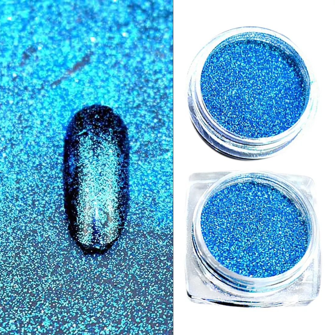 

Holographic Laser Chrome Powder Mirror Effect Manicure Blue Holographic Nail Glitter Powder Mirror Pigment Glitter Powder
