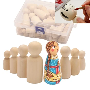 

Baby Toys Wooden Peg Dolls For Kids Unpainted Handmade DIY Color Painting Peg Dolls Blocks Decor Doll Wood Blank Montessori Gift