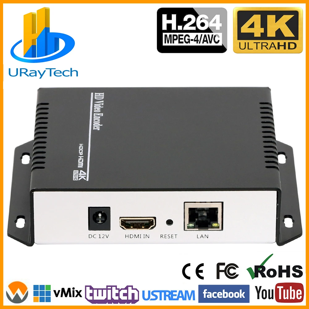 4K Ультра HD HDMI к IP видео кодировщик H.264 кодирующее устройство телевидения по протоколу Интернета потоковая трансляция в прямом эфире кодировщик сервера с RTSP UDP HLS RTMP RTMPS