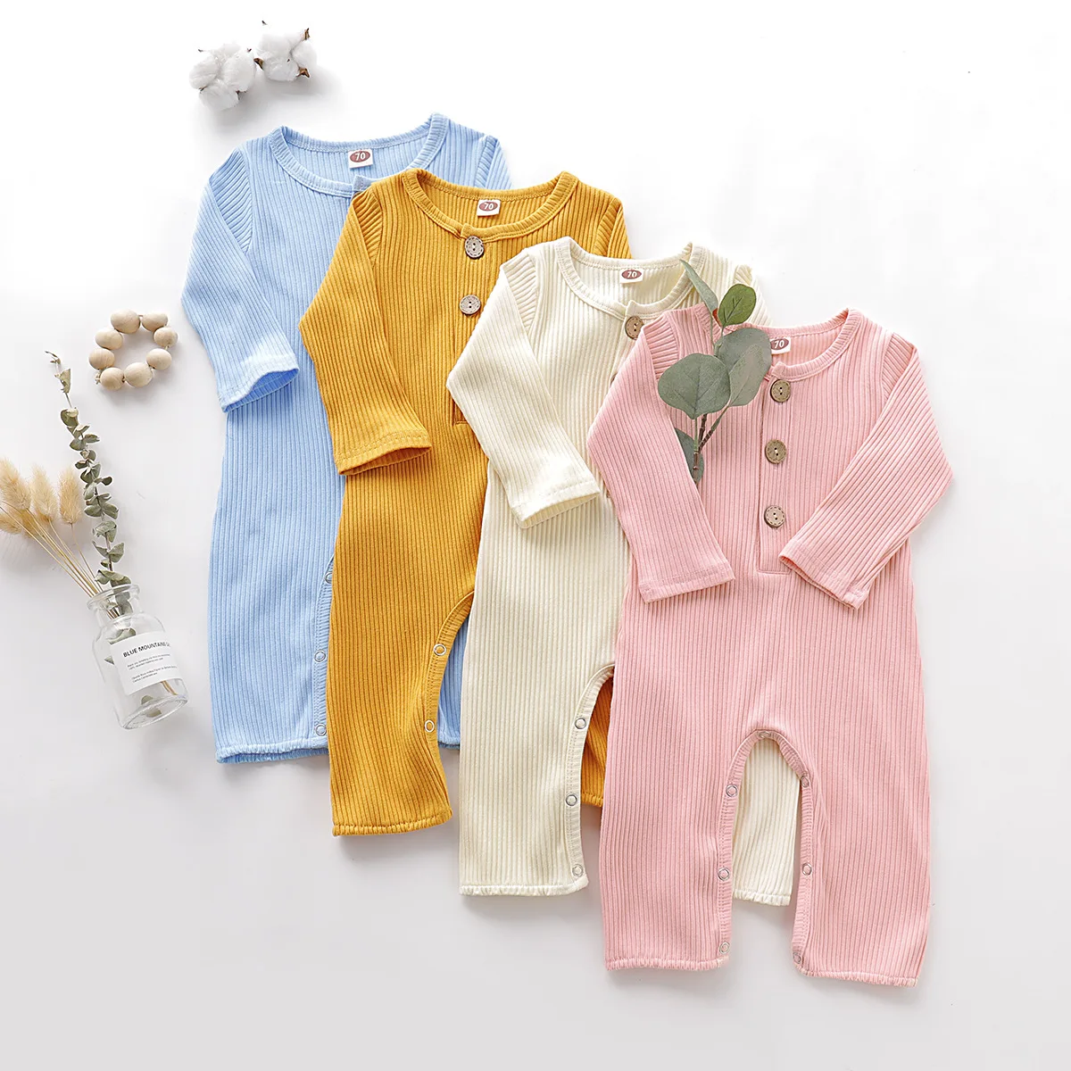 

Newborn Baby Boy Girl Rompers Clothes Fashion Cotton Long Sleeve Solid color Romper Jumpsuit Toddler Baby Girls Outfits Clothes