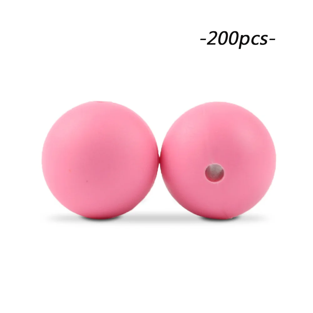 sakura LOFCA 200 шт./лот, силиконовые бусины, 15 мм, Круглый прорезыватель, ожерелье, детский прорезыватель, игрушка, BPA бесплатно, сделай сам, жевательные подвески, аксессуары для новорожденных, кормящих - Цвет: sakura