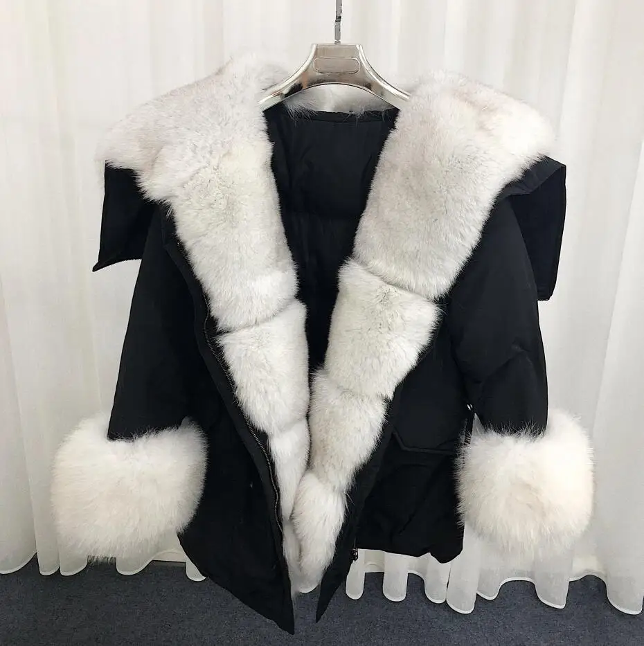 2020 new fur angel wings Real Raccoon Fur Coat Women Fur Parka Army Green Full Pelt Raccoon Fox Fur Coats down jacket women's puffer jacket Coats & Jackets