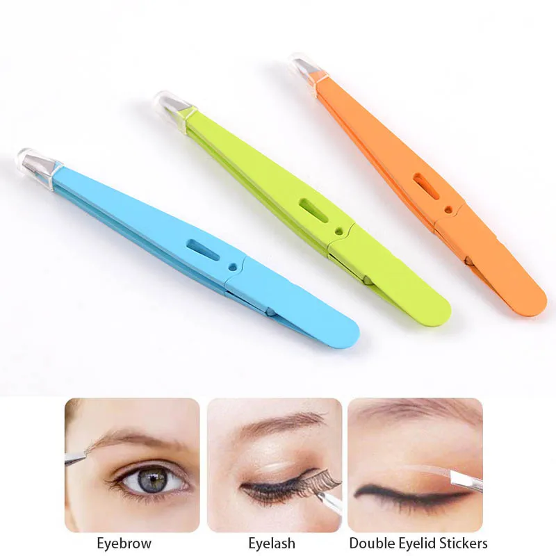 

1pcs Beauty Professional Clip Eyelash Hair Tweezer Depilatory Slanted Puller Eyebrow Eyelid Sticker Tweezers Makeup Tools