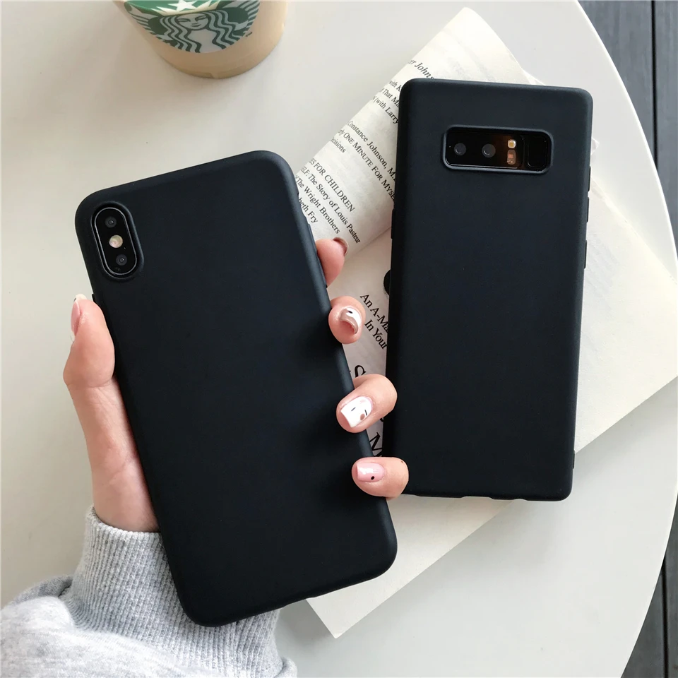 Матовый черный чехол для iphone XS MAX XR SE 5 5S 6 6s 7 8 Plus мягкий из ТПУ Samsung S10 5G S10E A30 A40 A70 M10 M20