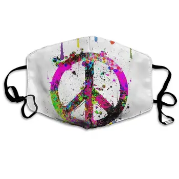 

Unisex Mouth Mask for Kids Teens Men Women Lovers-Reusable Washable Windproof Motorcycle Face Masks Colorful Splash Peace Symbol