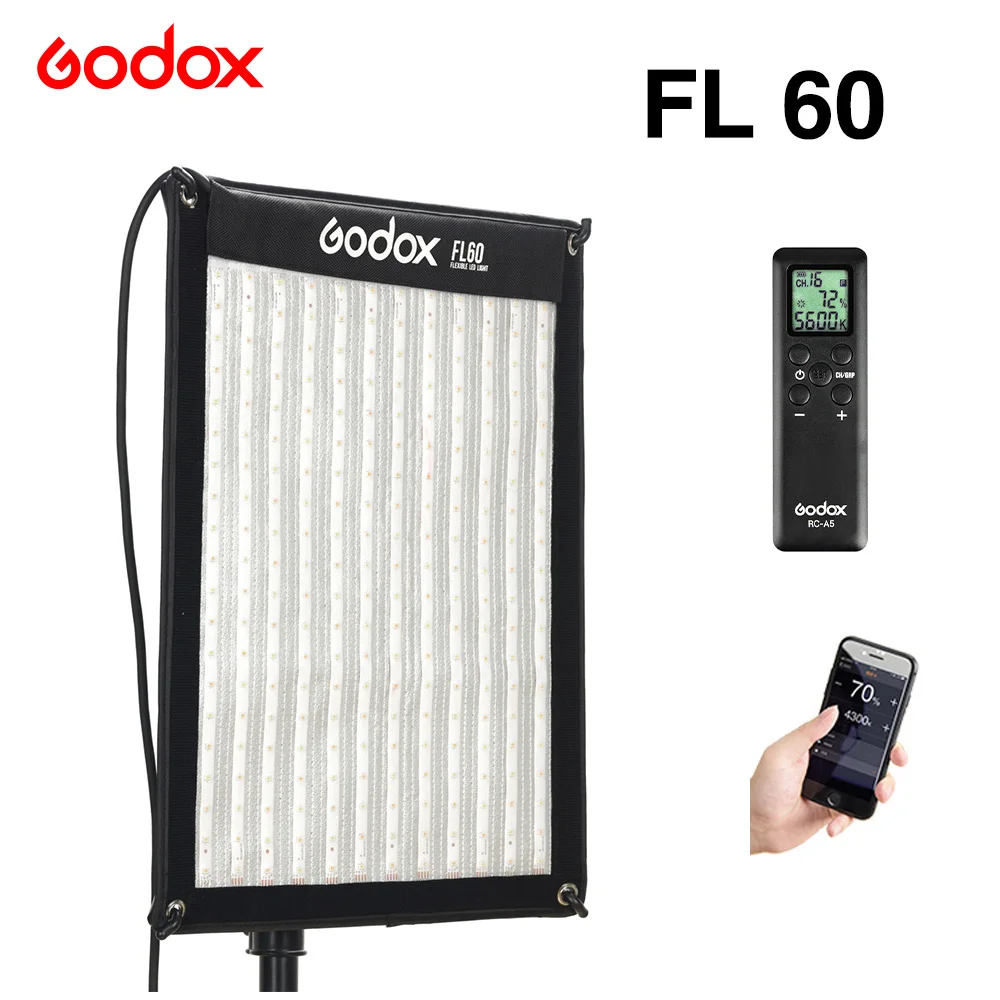 US $339.00 Godox FL60 60W Flexible LED Video Light Rollable Cloth Lamp With ControllerRemote ControlXShape Support Mobile APP