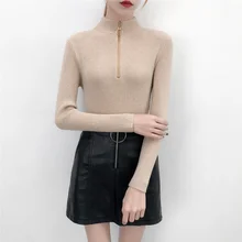 Kintted Thickening Women Sweater Solid Color Long Sleeve Jumpers Korean Slim Fashion Autumn Winter Pullover Black White Khaki Kintted Thickening Women Sweater Solid Color Long Sleeve Jumpers Korean Slim Fashion Autumn Winter Pullover Black White Khaki
