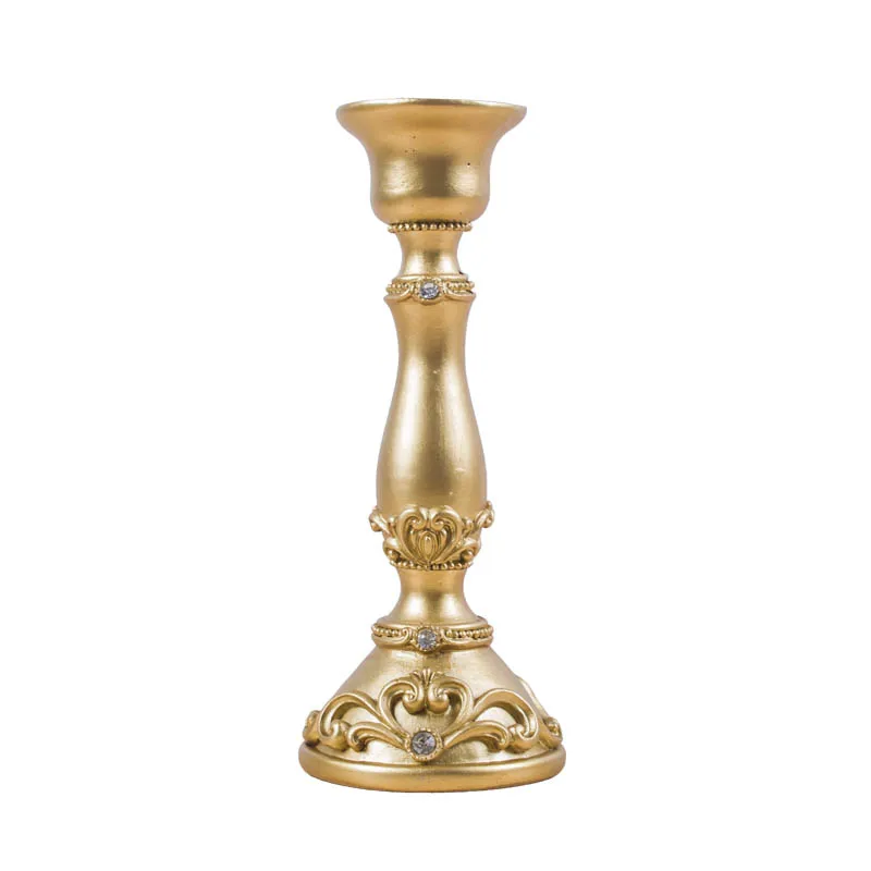 Classic gold candlestick resin candle holder with artificial diamond home decoration christmas holders wedding | Дом и сад