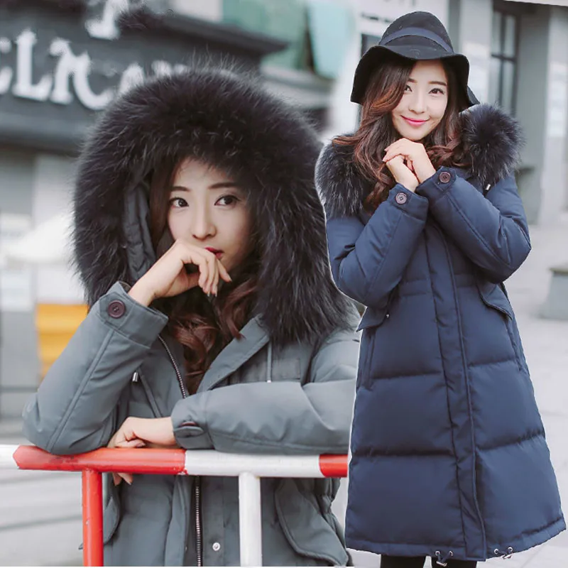 

2020 Winter Down Jacket Woman Hooded Real Fur Collar Thick Duck Down Coat Jackets for Women Parka Chaqueta Mujer KJ373