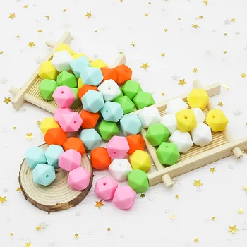 

Cute-Idea 500pcs 14mm silicone hexagon Beads teether Eco-friendly Sensory soft teething DIY handmade jewelry necklace bracelet