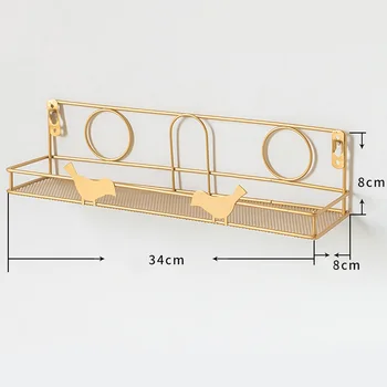 

Nordic Style Living Room Wall Mounted Wrought Iron Flower Pot Office Floating Shelf Punch Free Corner Brackets Storage Organizer