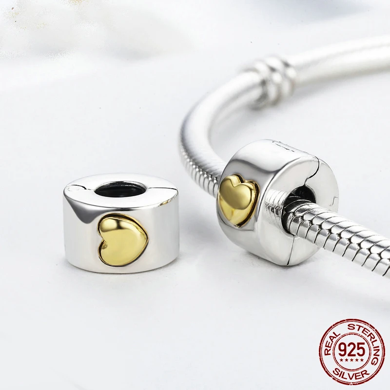 Модные серебряные бусины 925 пробы ювелирные изделия Everbling, Классические Подвески с зажимом в виде сердца, подходят для оригинальных браслетов Pandora, Женские Ювелирные изделия DIY