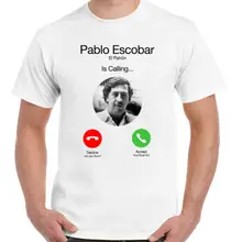 Мужские футболки Pablo Escobar, El Patron Phone, Забавные топы, хлопковые футболки с коротким рукавом и круглым вырезом, летние футболки, европейский размер