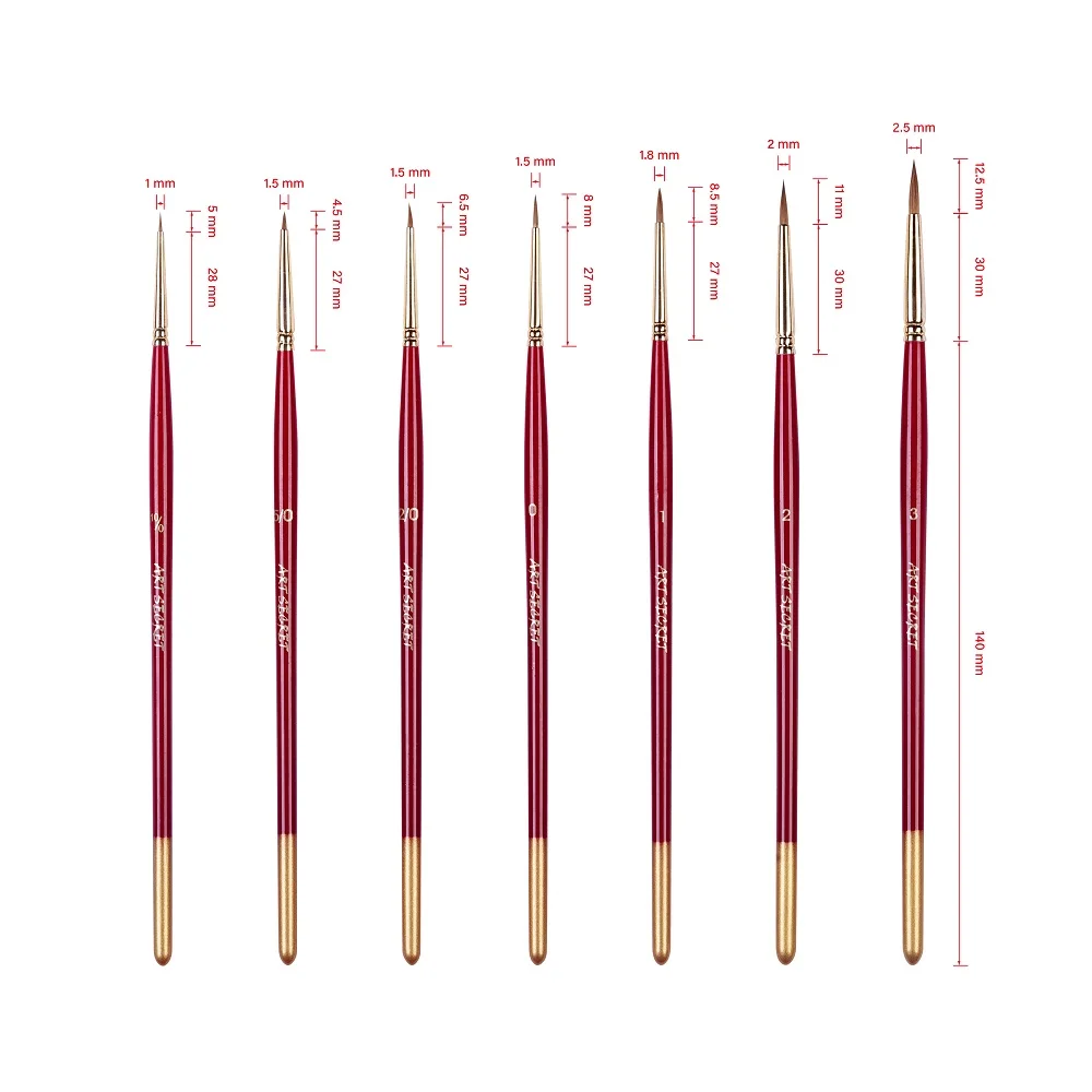 

High Quality Detailing Brush For Watercolor Gouache Painting Script Line Drawing Sable Hair Brass Ferrule Paint Tool Art Supply