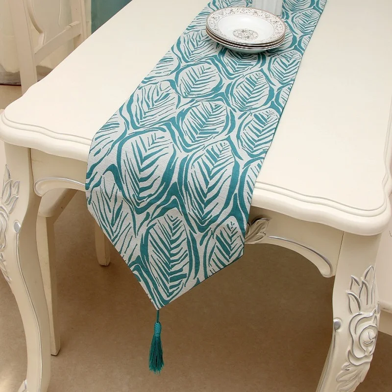 Скандинавские современные минималистичные кисточки маленькие свежие листья синяя скатерть для стола кофейное полотенце