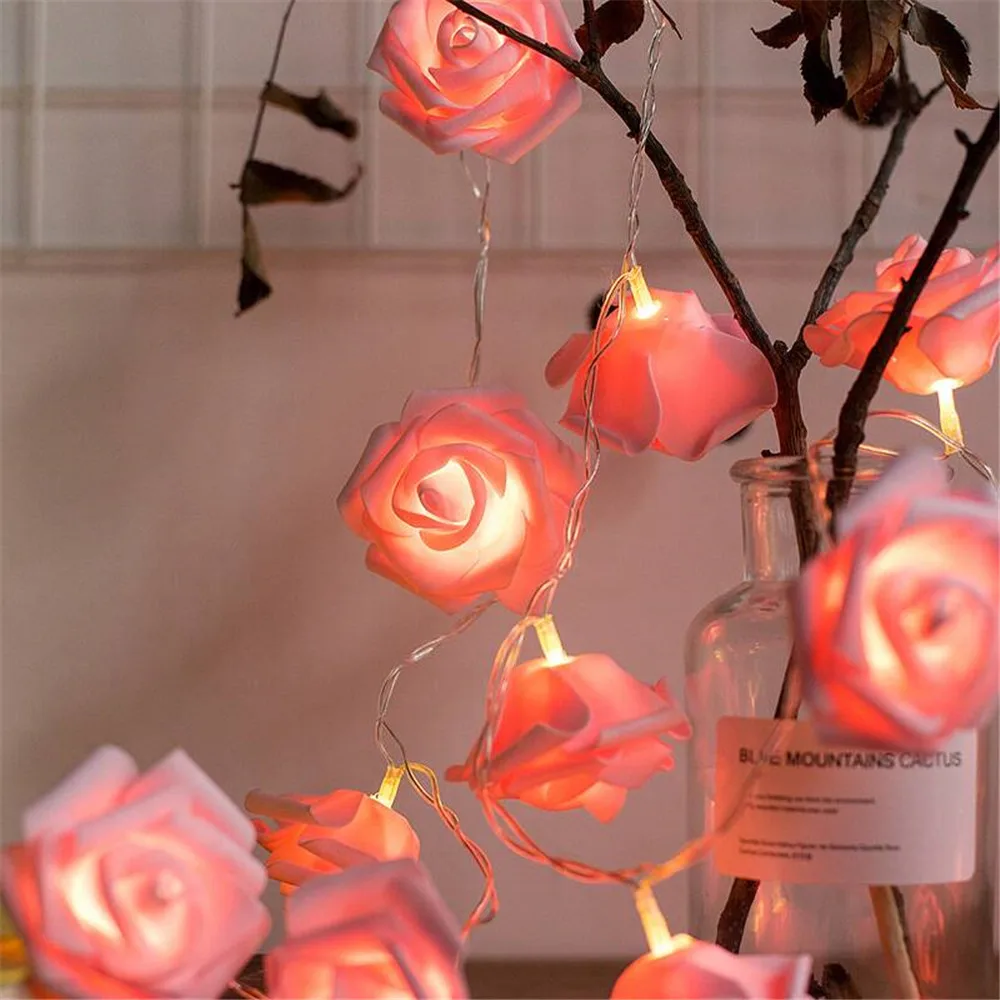 Guirlande Lumineuse De Roses Chaudes Éclairage Romantique En
