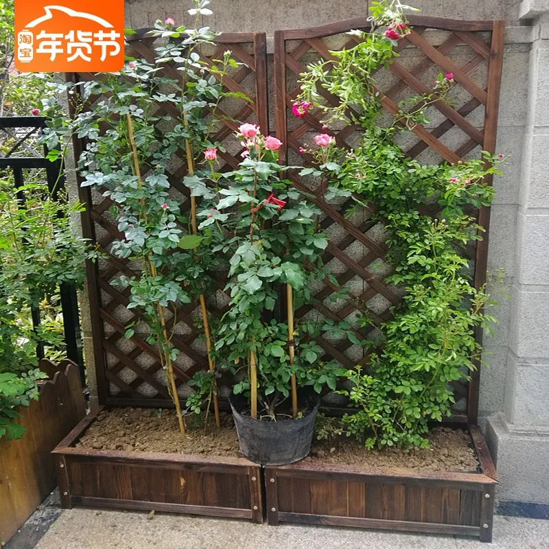 

Outdoor Flower Box Courtyard Vegetables Flowerpot Wood Preservative Fence Plant Lattice Outdoor Balcony Planters Flowerpot Rack